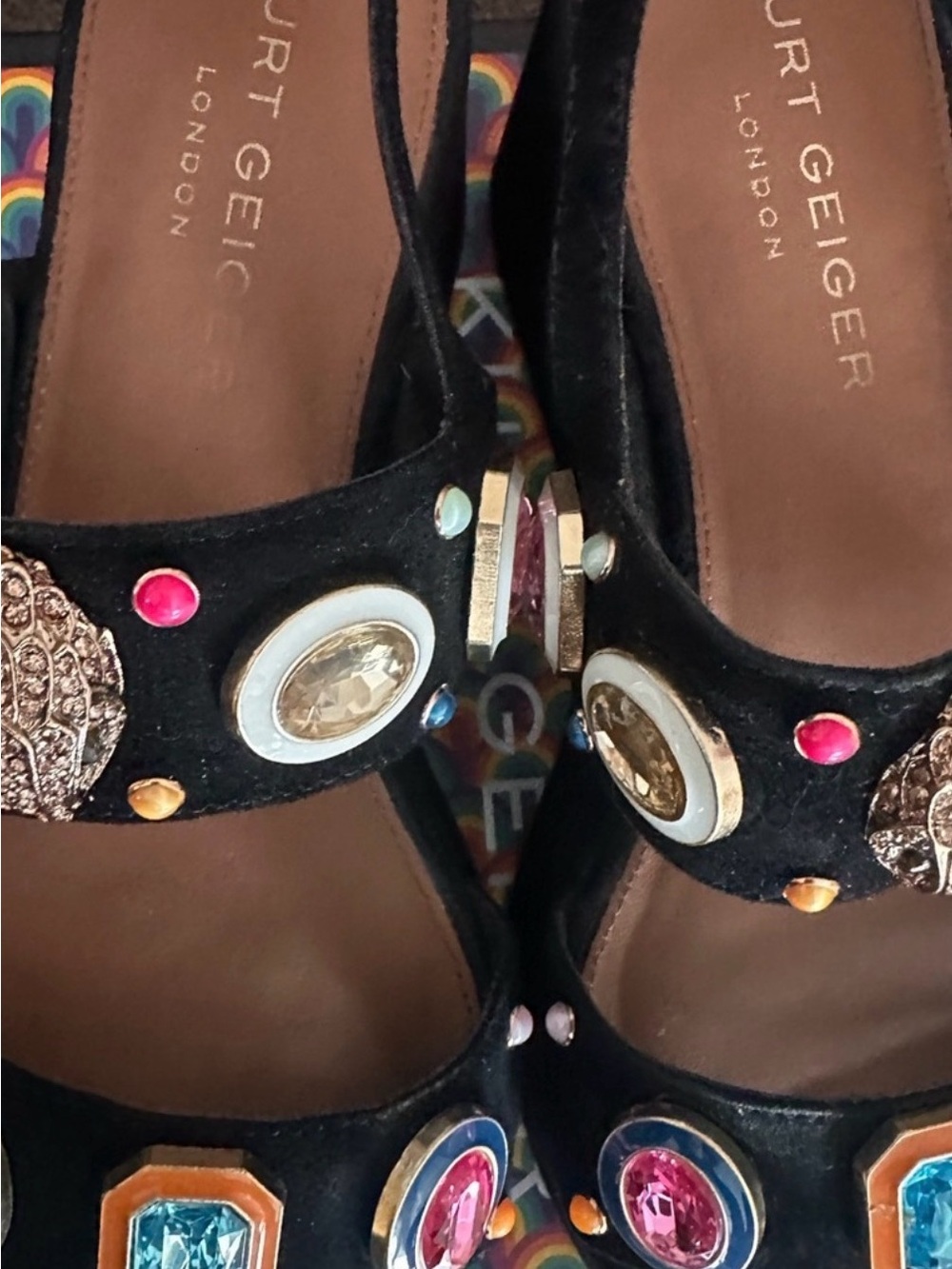 Kurt Geiger Set Black Jeweled Sandals with matching clutch purse set 9.5 - Picture 4 of 11